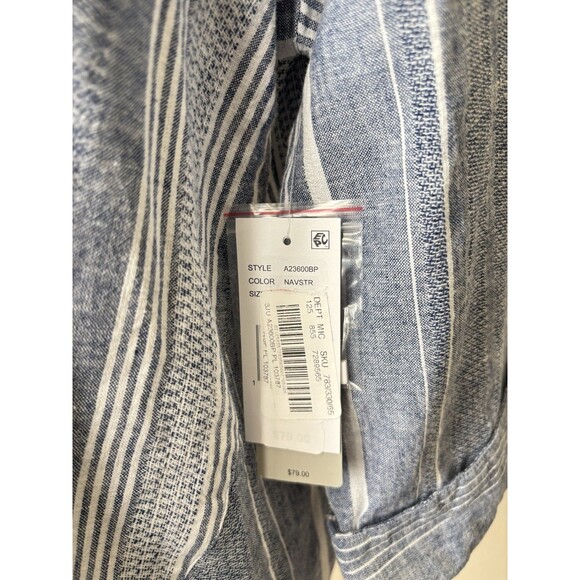 Ali Miles Women's Petite Large Blue Striped 3/4 Sleeve Linen Blend Top - NWT - Picture 7 of 8